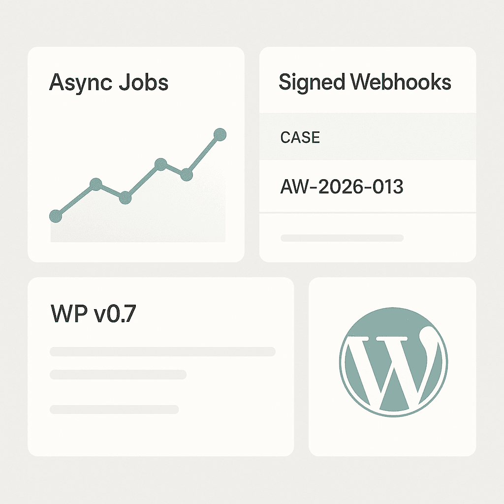 January Platform Update: Async Job Runner, Signed Webhooks, and WordPress Plugin v0.7