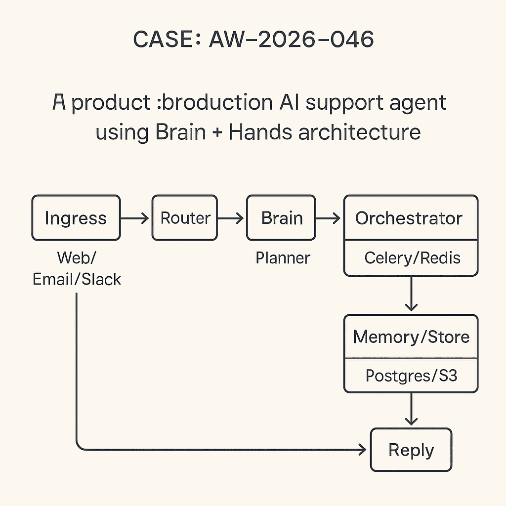 Shipping a Production-Ready Support Agent: Brain + Hands Architecture with Django, Celery, and Redis