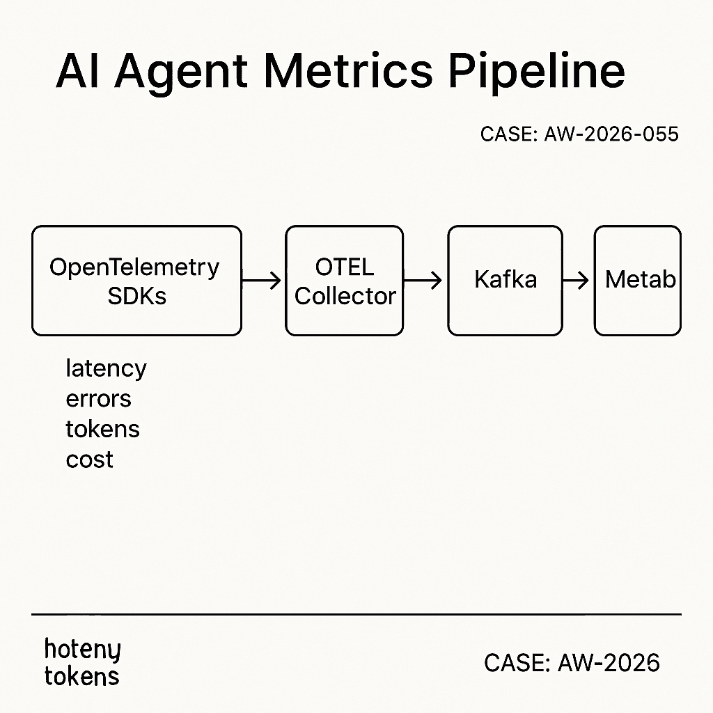 Production metrics pipeline for AI agents with OpenTelemetry, Kafka, ClickHouse, and Metabase